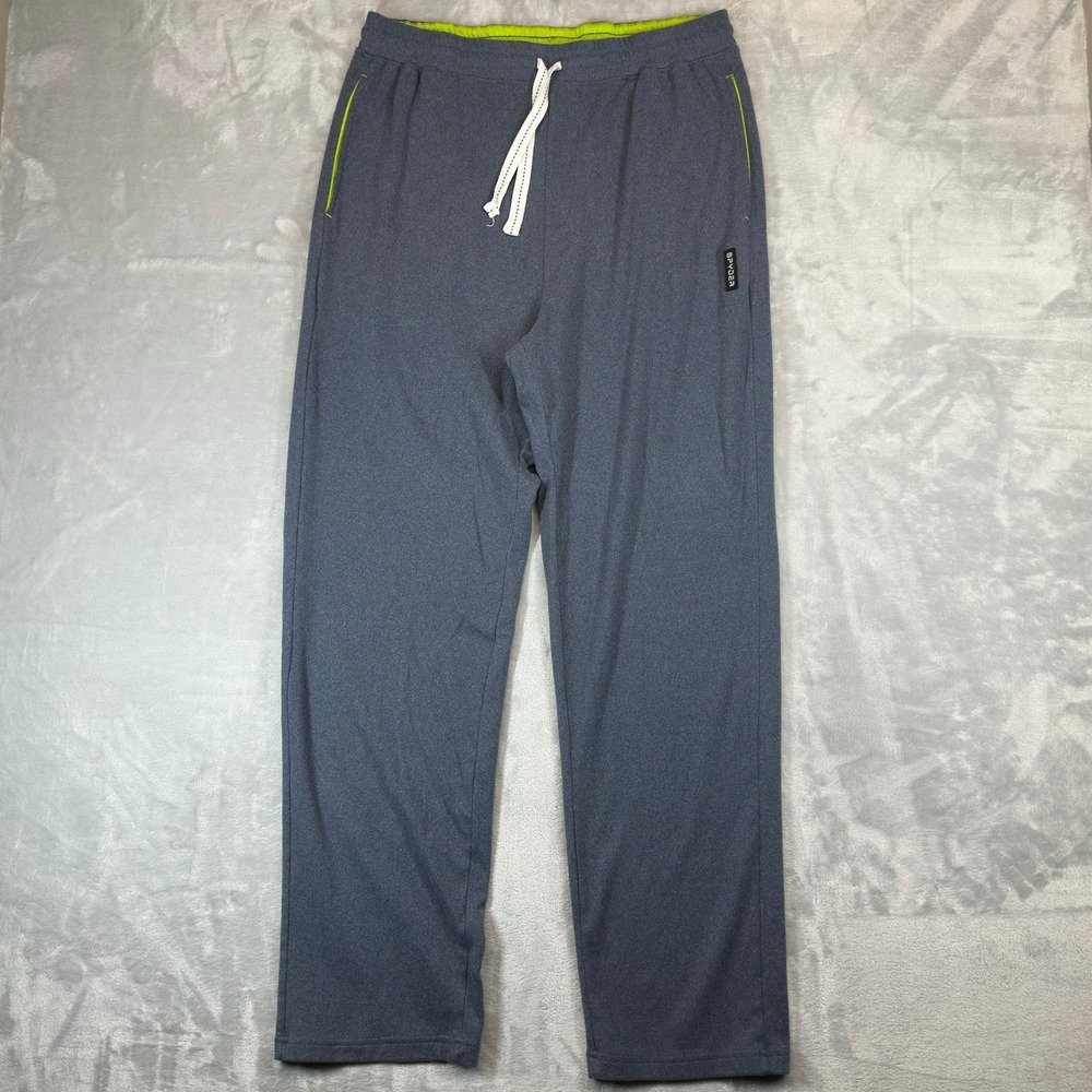 Spyder Sweatpants Mens Large Gray Lime Green Drawstring Lounge Performance Pants